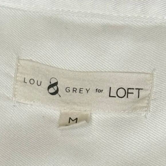 Lou Grey for LOFT Chambray Long Sleeve Button Up Shirt Women's M | White | EUC - Picture 8 of 12